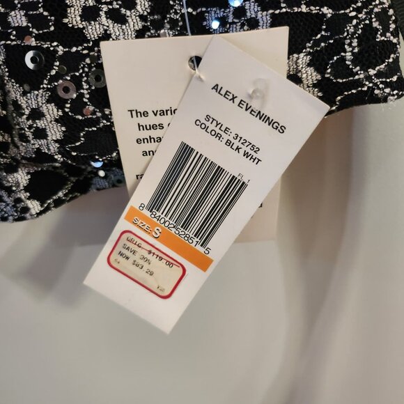 Alex Evenings Floral Lace Sequin Jacket Top – Black & White – Size S - Picture 3 of 5